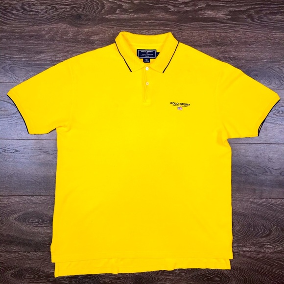 Polo Sport Ralph Lauren Men’s Vintage Casual Solid Yellow Polo Shirt Size Large - Picture 1 of 6